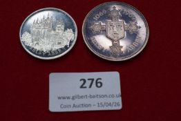 Two commemorative pieces: Selby Abbey “900 Years 1069–1969” medal (Silver) and Elizabeth II “First