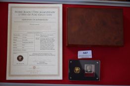 1/10 Crown 24ct gold coin (3.112g) and Victorian penny black stamp display set, mounted in