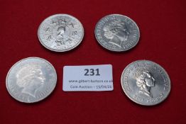 Group of modern commemorative £5 coins including Queen Mother 1900–2000 issue, 1993 coronation