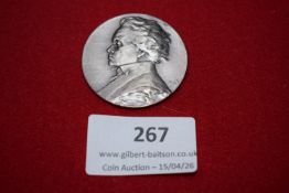 Modern commemorative silver medal “Ludwig van Beethoven”, silvered finish with facsimile