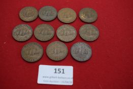 Group of Elizabeth II bronze coins including pennies and halfpennies, mostly dated 1958 (various).