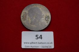 Enamel badge and copper coin (2). Comprising a Victorian copper coin with mounted fittings, and an