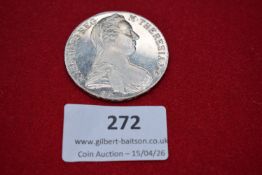 Austria silver Thaler restrike, Maria Theresa type (1780), later restrike with S.F. mint