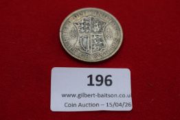 George V silver half crown, 1929. Circulated.