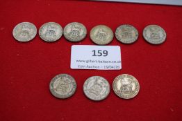 Group of George V and George VI silver sixpences dated 1918–1924 (various). Mixed condition.