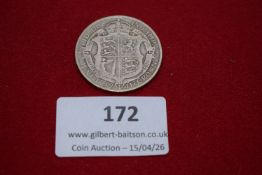 George V silver half crown, 1911. Circulated.