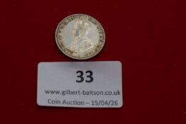 British West Africa silver shilling, 1916. Crowned bust of George V left; rev. palm tree with