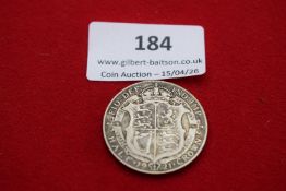 George V silver half crown, 1921. Circulated.