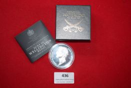 Duke of Wellington / Waterloo commemorative medal, silvered (platinum-layered) proof issue, with