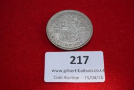 George VI silver half crown, 1944. Circulated.