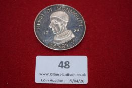 Investiture of the Prince of Wales commemorative medal, Caernarfon Castle, 1969. Welsh dragon over