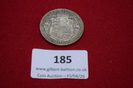 George V silver half crown, 1922. Circulated.