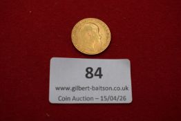 Great Britain gold half sovereign, 1907. Edward VII, St George and dragon reverse.