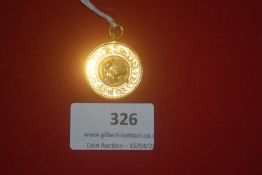 Gold Snooker medallion, dated 1929, named to s. Bailey, Birmingham Burns (as inscribed). 9ct gold,