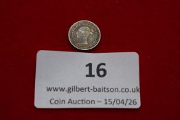 Victoria silver halfpenny, 1843. Crown above denomination within wreath; rev. young head left with