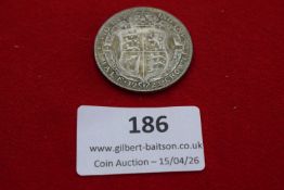George V silver half crown, 1923. Circulated.