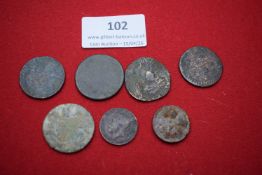 Mixed group of worn copper coins and tokens including British and foreign types, largely