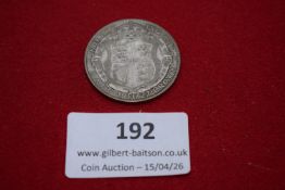 George V silver half crown, 1927. Circulated.