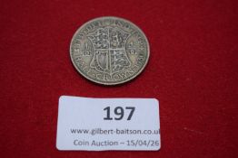 George V silver half crown, 1930. Circulated.