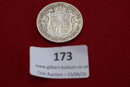 George V silver half crown, 1912. Circulated.