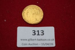 United Kingdom Sovereign, 1879, Victoria Young Head, shield reverse.