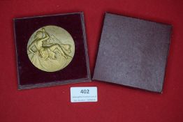 French bronze commemorative medallion, cased.