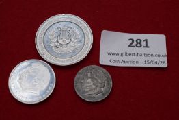 Mixed group of three pieces: German commemorative medal with inscription “Wir singen von Lenz &