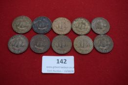 Group of George VI halfpennies dated 1941–1949 (various), including duplicate dates. Mixed