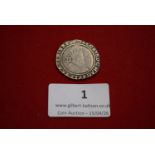 James I silver shilling, second coinage (1604–1619), mint mark thistle. Crowned bust right; rev.