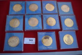 Collection of William Wilberforce commemorative bronze medals, all in original fitted cases.