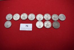 Great Britain silver shillings (12). George VI issues, various dates 1940–1948 with crowned lion
