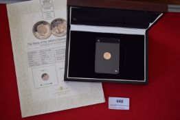 London Mint Office “Battle of the Atlantic” quarter sovereign gold coin (2016), proof, in