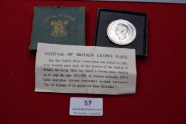 Great Britain silver crown, George VI, Festival of Britain issue, 1951, in Royal Mint case with
