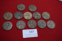 Collection of George V halfpennies dated 1919–1920s (various). Mixed condition.