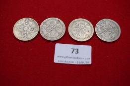 Great Britain silver florins (4). George V issues including 1921 and later types with crowned