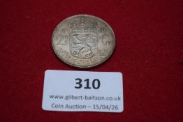 Netherlands 2½ Gulden, 1959, Queen Juliana issue. Silver. Good very fine.