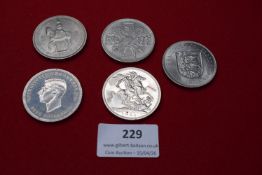 Group of British commemorative crowns including 1935 Silver Jubilee crown, 1951 Festival of