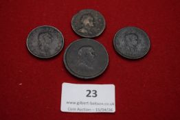 George III copper coins (4), including pennies and halfpennies, 1806 and 1822. Laureate bust