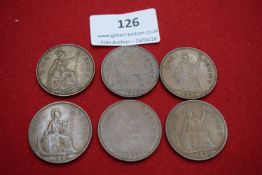 Six pennies comprising George V example dated 1930 and five Elizabeth II issues dated 1953 (