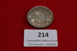 George VI silver half crown, 1942. Circulated.