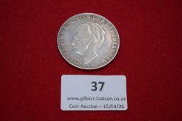 Netherlands silver 2½ gulden, 1932. Bust of Queen Wilhelmina left; rev. crowned Dutch arms