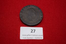 George III copper penny, 1797 ‘Cartwheel’ type. Laureate bust right; rev. Britannia seated with