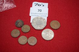 Great Britain mixed coins (8). Including 1973 fifty pence ‘Hands’ type, modern five pence, and