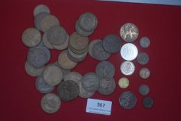 Mixed coin group, predominantly British copper and bronze including Victorian and later pennies