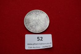 German Empire silver 5 mark, Hamburg, 1876. Imperial eagle with shield; rev. city arms supported