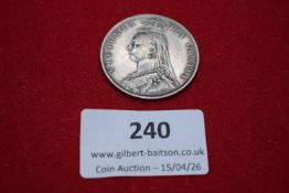 Great Britain silver double florin, 1887. Victoria Jubilee Head; crowned shield reverse.