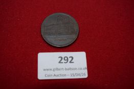 Trade token, Lion Coffee Mills, T. Heath, building reverse. Copper. Circulated.