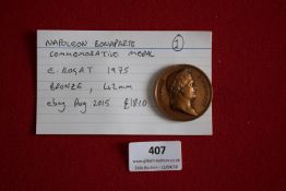 Napoleon Bonaparte commemorative bronze medal, 1975, by E. Rogat, 42mm.