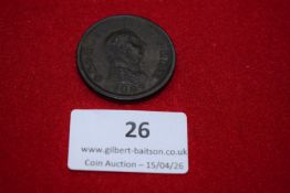 George III copper penny, 1807. Laureate bust right; rev. Britannia seated with trident and shield.