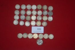 Collection of pre-decimal threepences (predominantly Silver), various dates. Mixed circulated